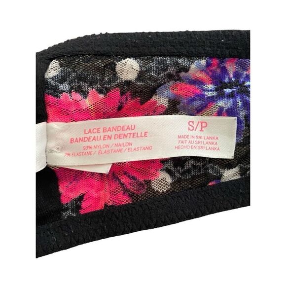 Pink Victoria’s Secret Floral Bandeau Sz Small Neon Polka Dot Colorful Sleepwear - Picture 7 of 10